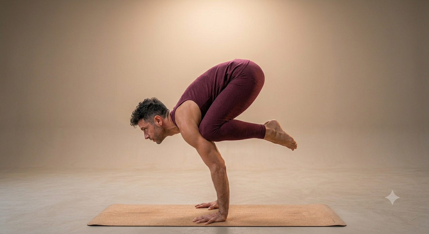 Alumno trabajando control y flexibilidad en postura de equilibrio.